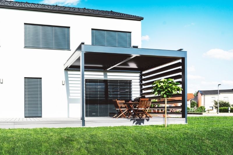 modern pergola attached to house